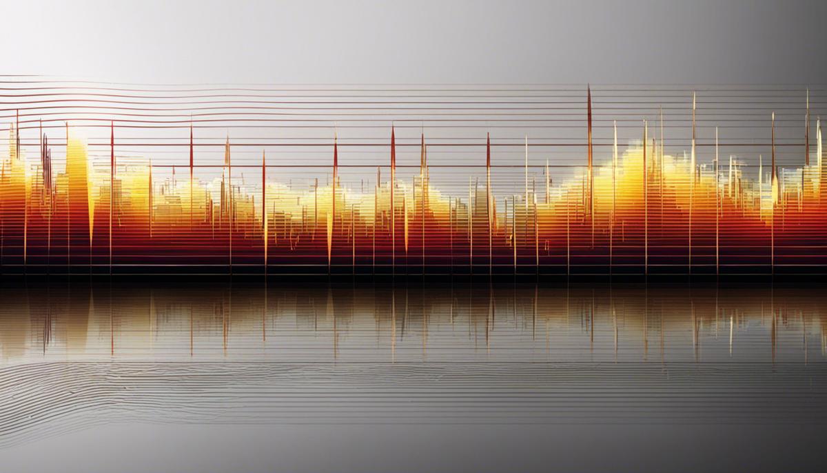 Illustration of different sound waves representing the audio frequency spectrum.