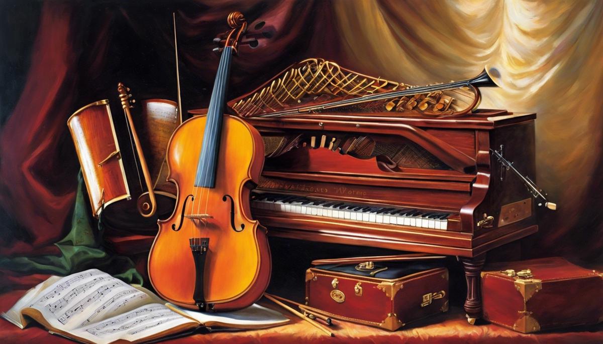 A vibrant image depicting instruments playing in harmony, representing the beauty of impedance matching in the creation of music.
