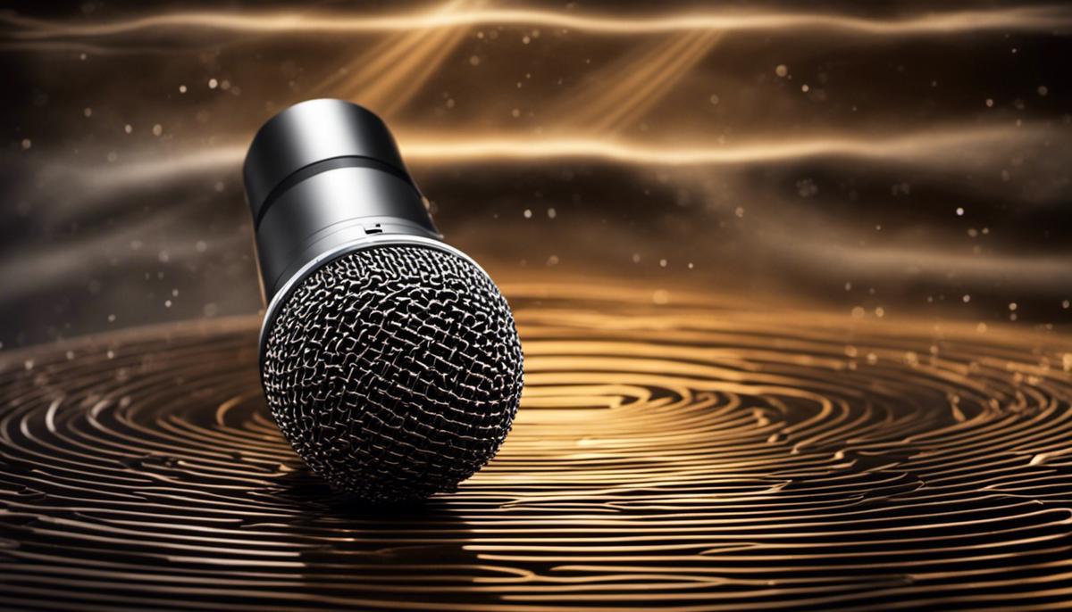 Image depicting a microphone surrounded by sound waves