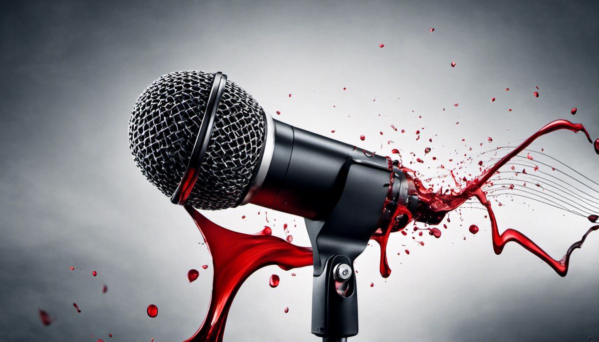 Image of a microphone showing the concept of microphone bleed with the sound waves bleeding into each other.